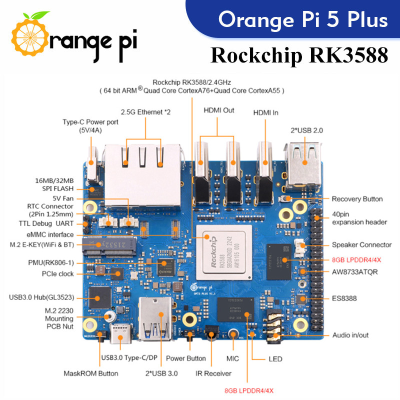 أورانج باي 5 بلس، كمبيوتر لوحي - مراجعة Orange Pi 5 Plus 32Gb وسعره